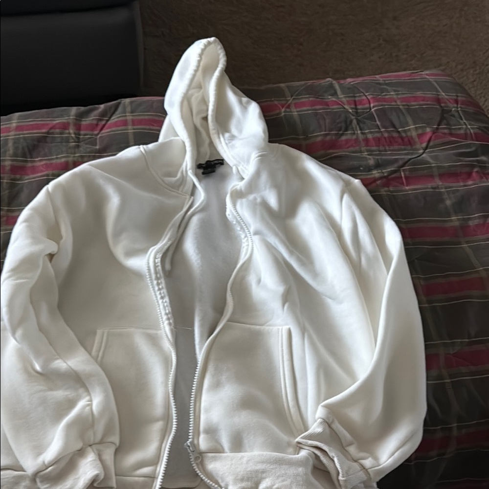 White Zip-Up Hoodie